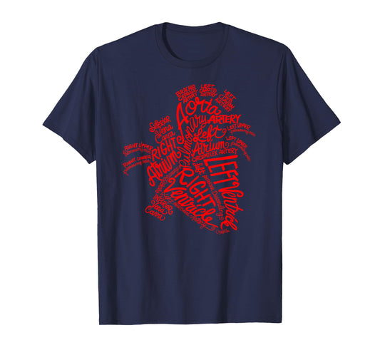 Anatomical Heart Word Art in Red T-shirt for Men Women Kids T-Shirt