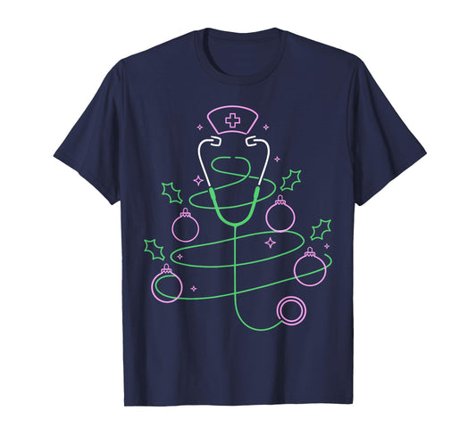 Christmas Tree Stethoscope Nurse Christmas T-Shirt