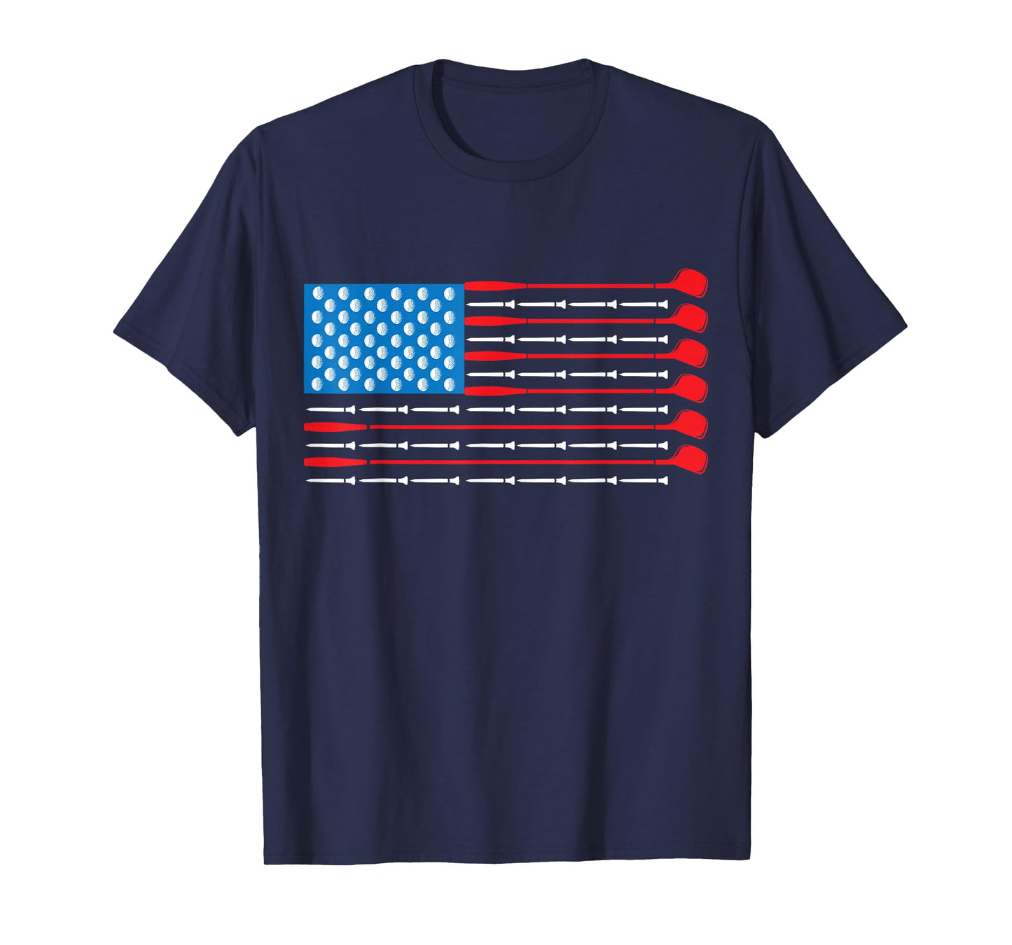 Patriotic Golf Shirt - USA Flag Golf Clubs & Golf Balls Tee T-Shirt