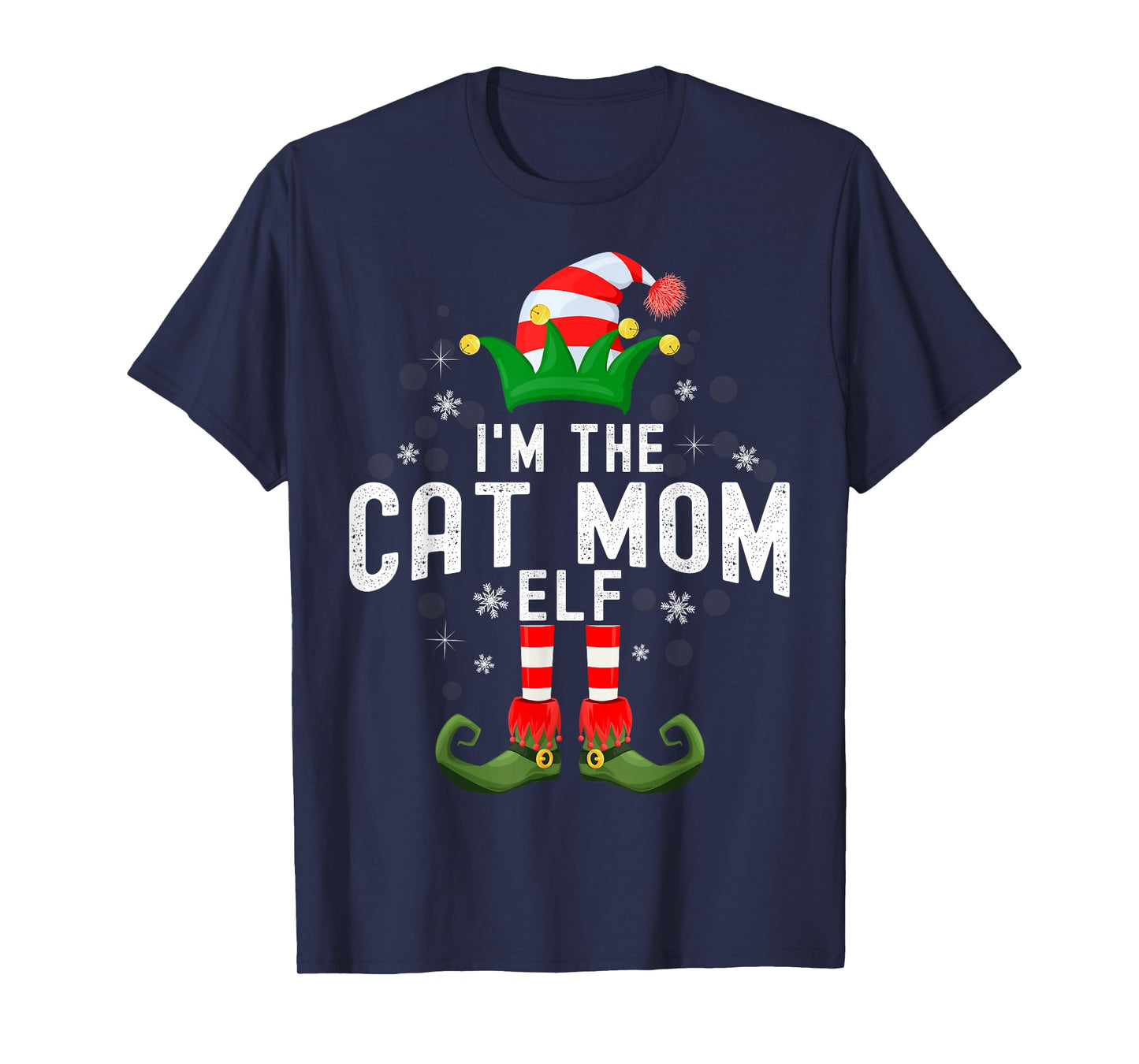 I'm The Cat Mom Elf Christmas Family PJS Costume T-Shirt
