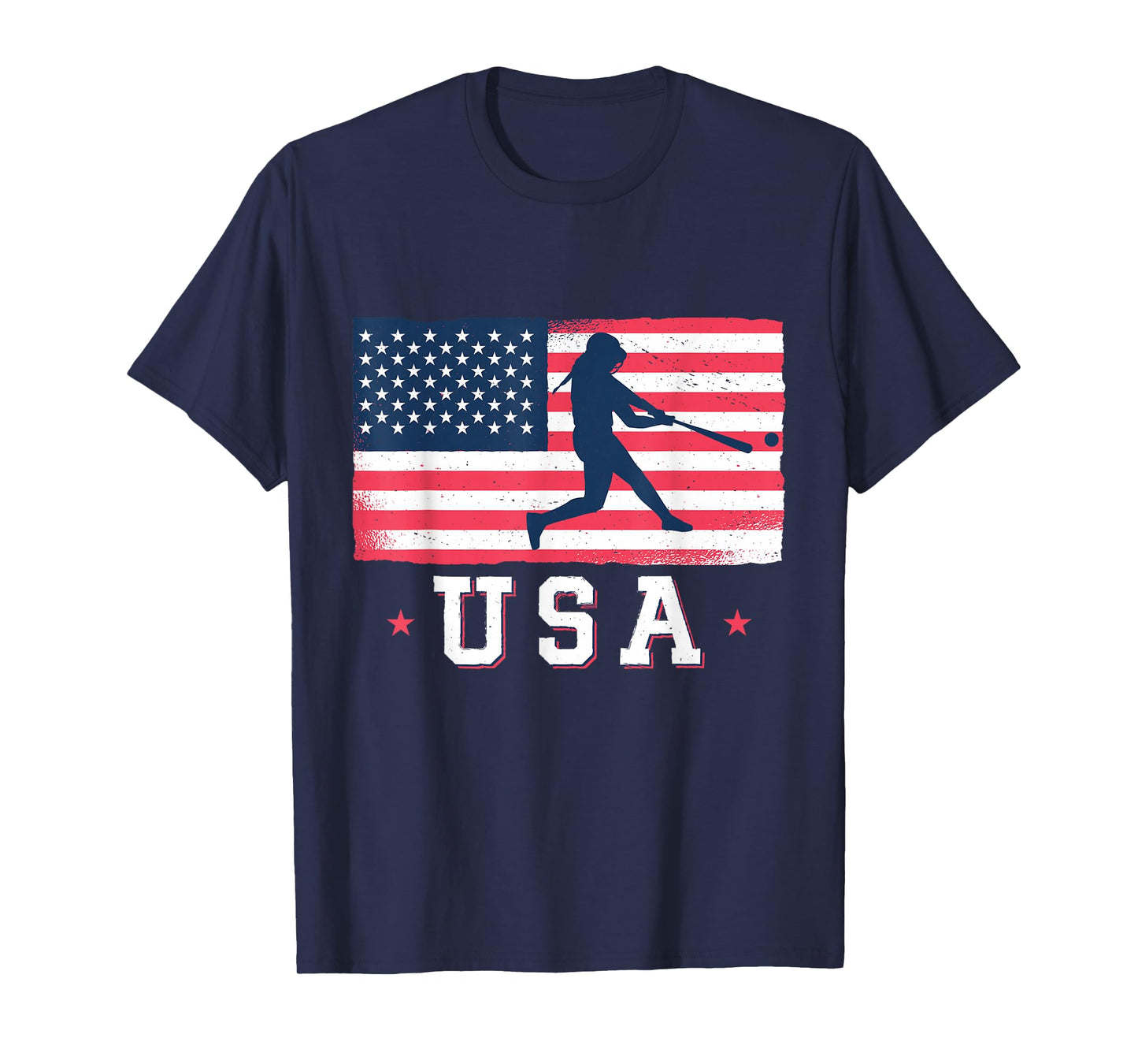 USA Flag Team Softball 4th of July T-Shirt