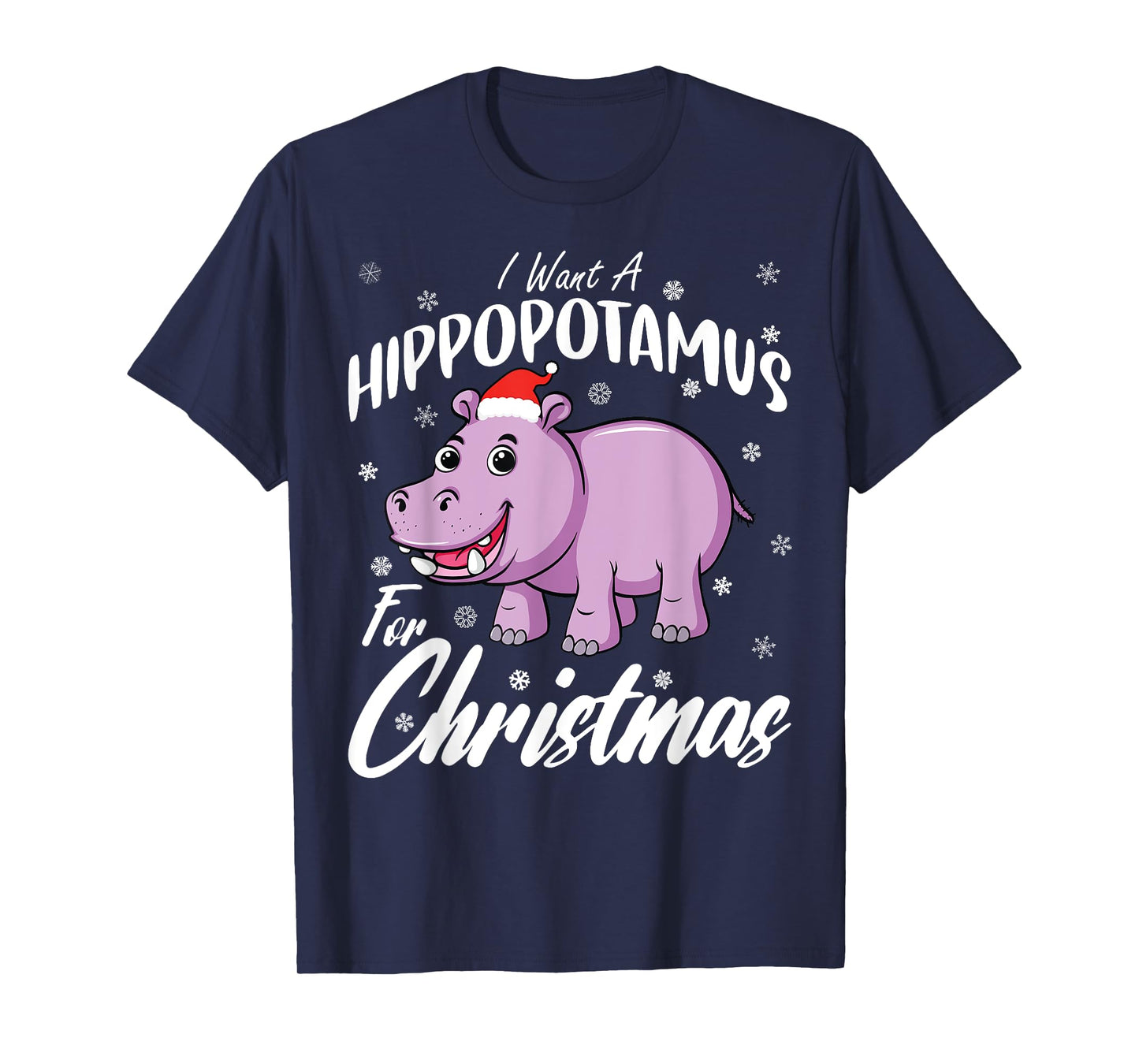 Christmas Hippo Shirt by T&T Unisex-Kids Xmas Hippo T-Shirt Black Small