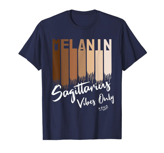Melanin Sagittarius Vibes Only Zodiac Sign for Black Women T-Shirt