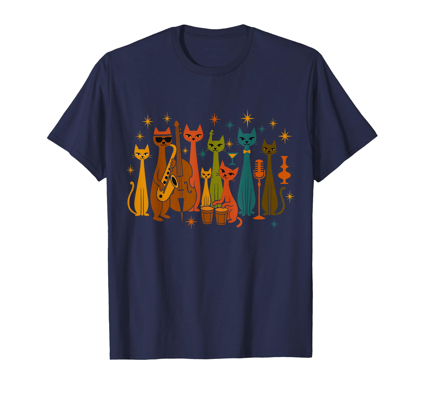 Mid Century Modern Band Cats Retro 50s 60s Style T-Shirt