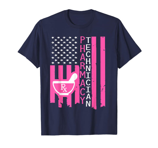 Pharmacy Technician American Flag Tshirt T-Shirt