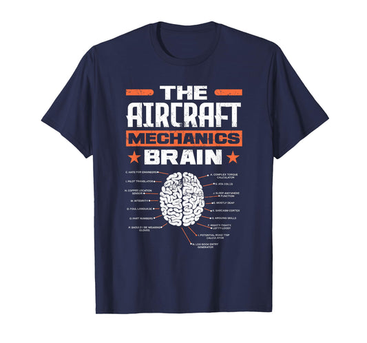Aircraft Mechanics Brain Aviation Funny Aircraft Mechanic T-Shirt