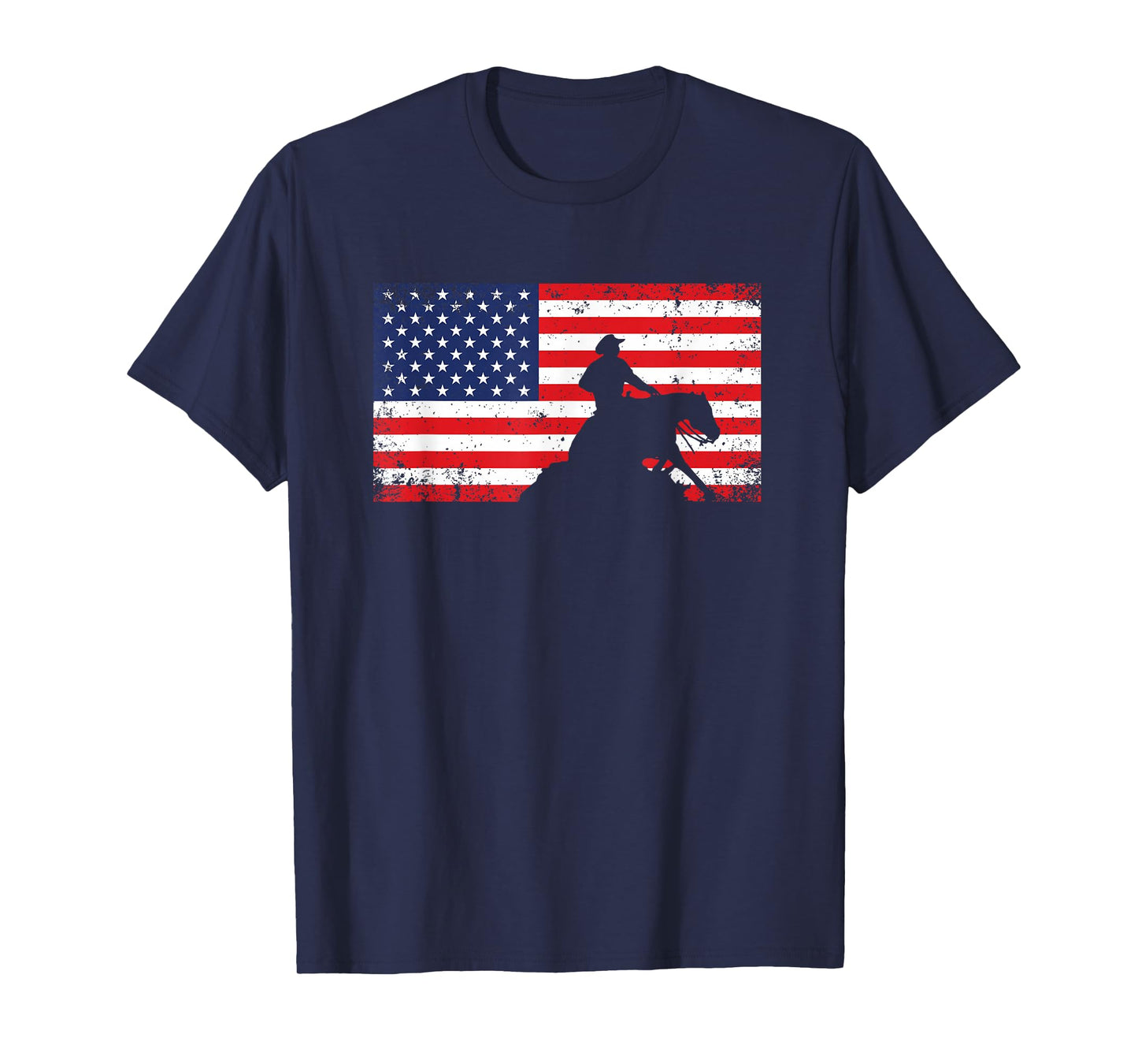 Mens Womens USA Flag America Patriotic Reining Horse Shirt T-Shirt