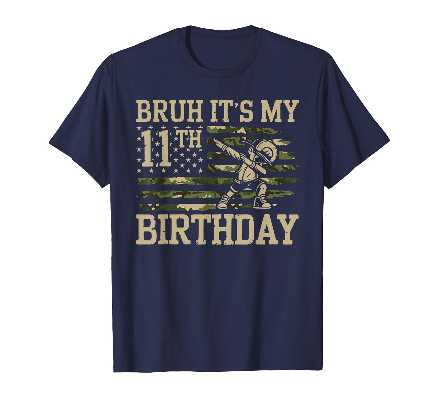 11 Year Old Dabbing Boy Bday Camo Bruh It’s My 11th Birthday T-Shirt