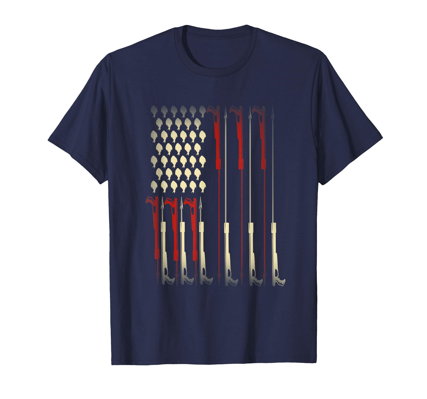 Patriotic Fishermen Gift USA Flag Water Diving Spearfishing T-Shirt