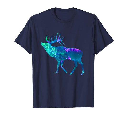 Cyan Blue Violet teal Elk Buck For Animals Lover T-Shirt