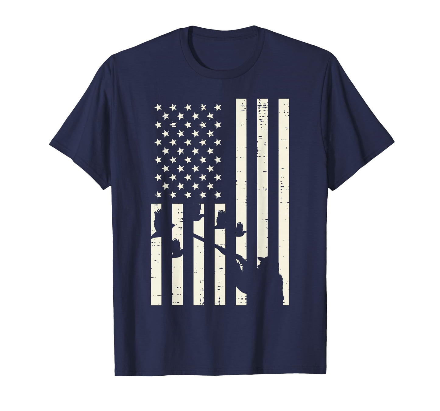 Flag Quail Pheasant Hunting Vintage Upland Hunt Patriotic T-Shirt