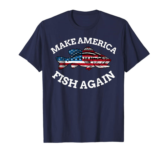 4th of July Fishing American Flag Make America Fish Again T-Shirt
