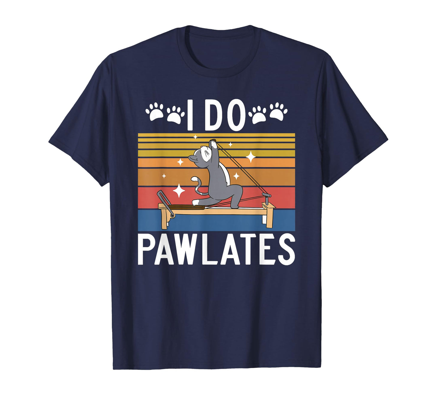 Pilates Gifts I Do Pawlates Cat Pilates Yoga T-Shirt Black Small Crew Neck Short Sleeve Women Pilates Enthusiasts