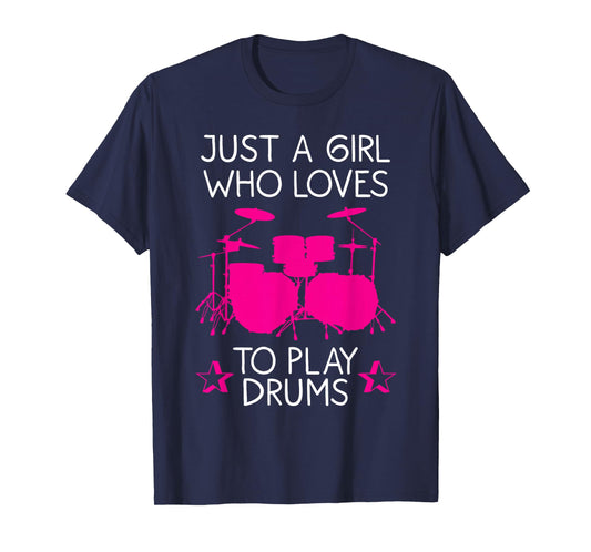 Funny Drummer Art for Girls Women Drumming Drum Set Drummer T-Shirt