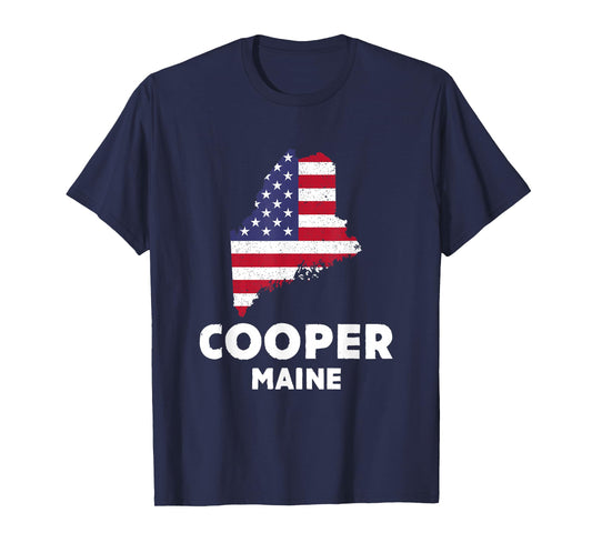 Distressed Patriotic USA Flag Cooper, Maine T-Shirt