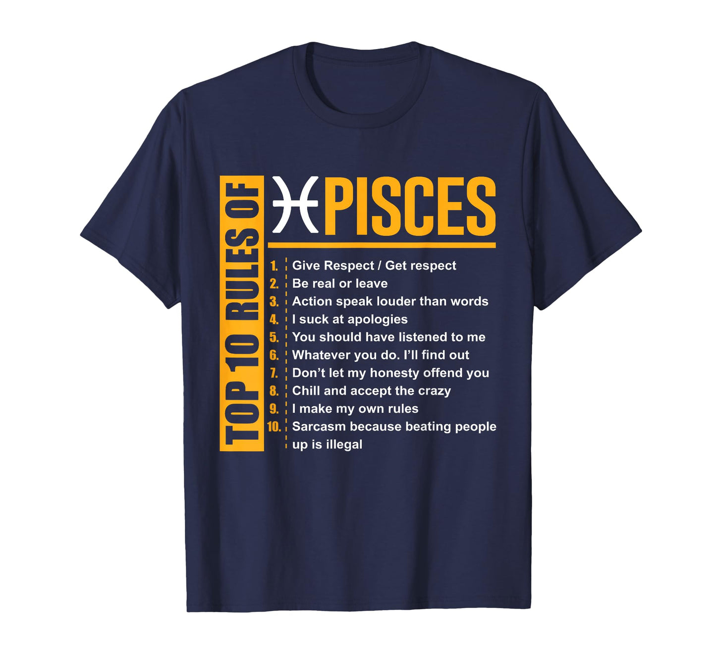 Top 10 Rules of Pisces Birthday Gifts T-Shirt T-Shirt