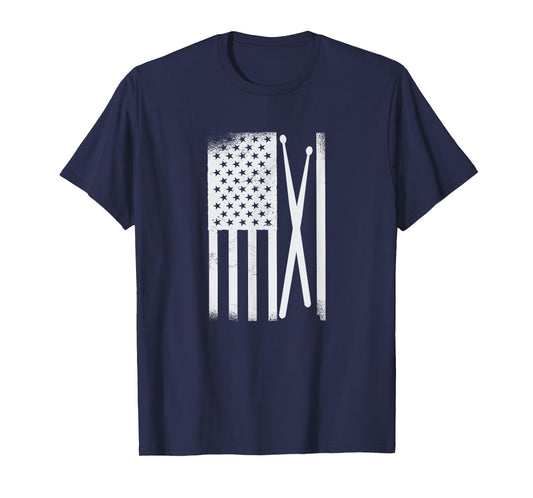 American Flag Drumsticks USA Drummers Vintage Drum Sticks T-Shirt for Women Kids Men