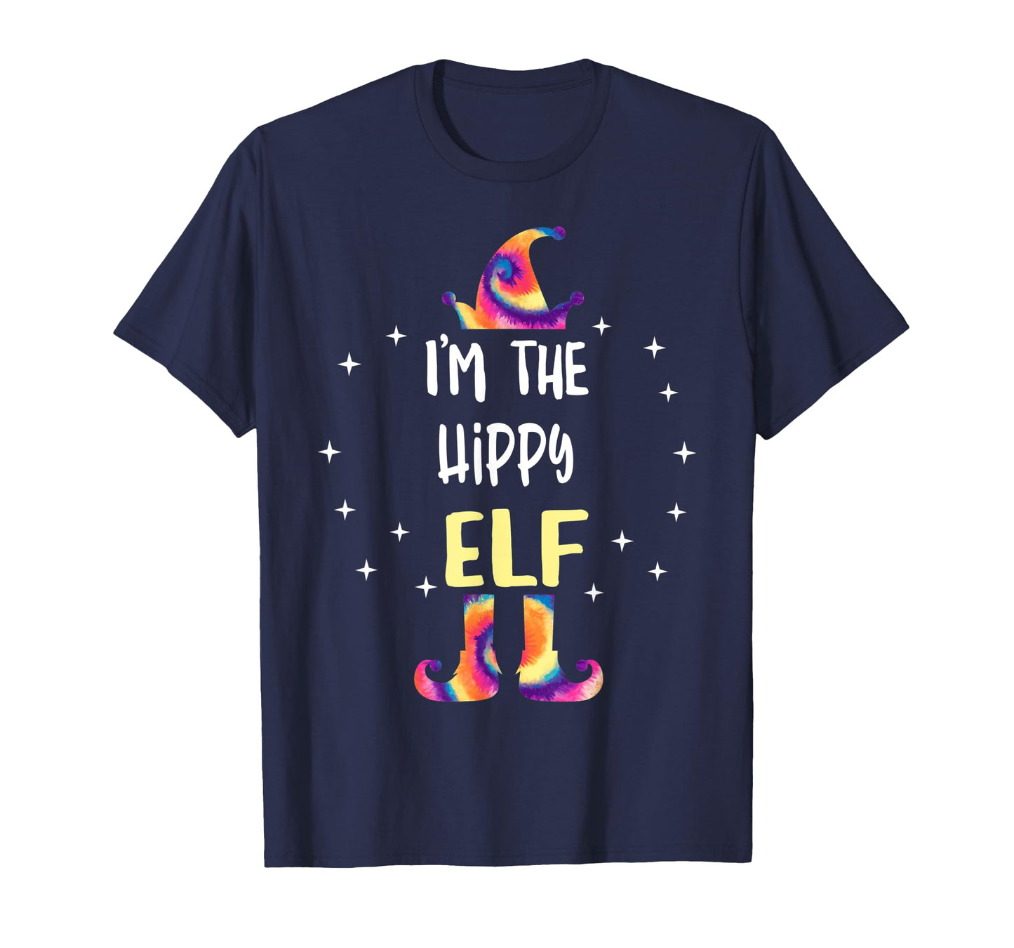 I'm The Hippy Elf Tie Dye Christmas Matching Family T-Shirt