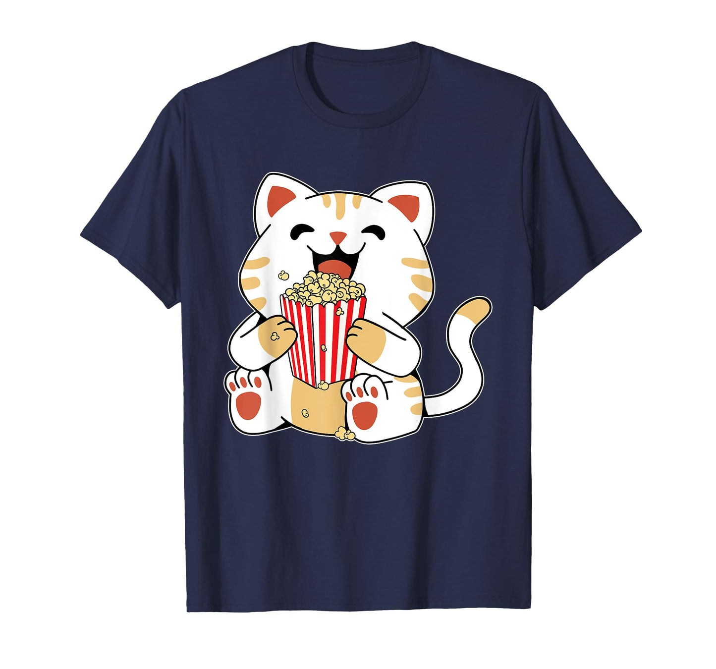 Cat Popcorn Kids Cute Funny Movie Night T-Shirt