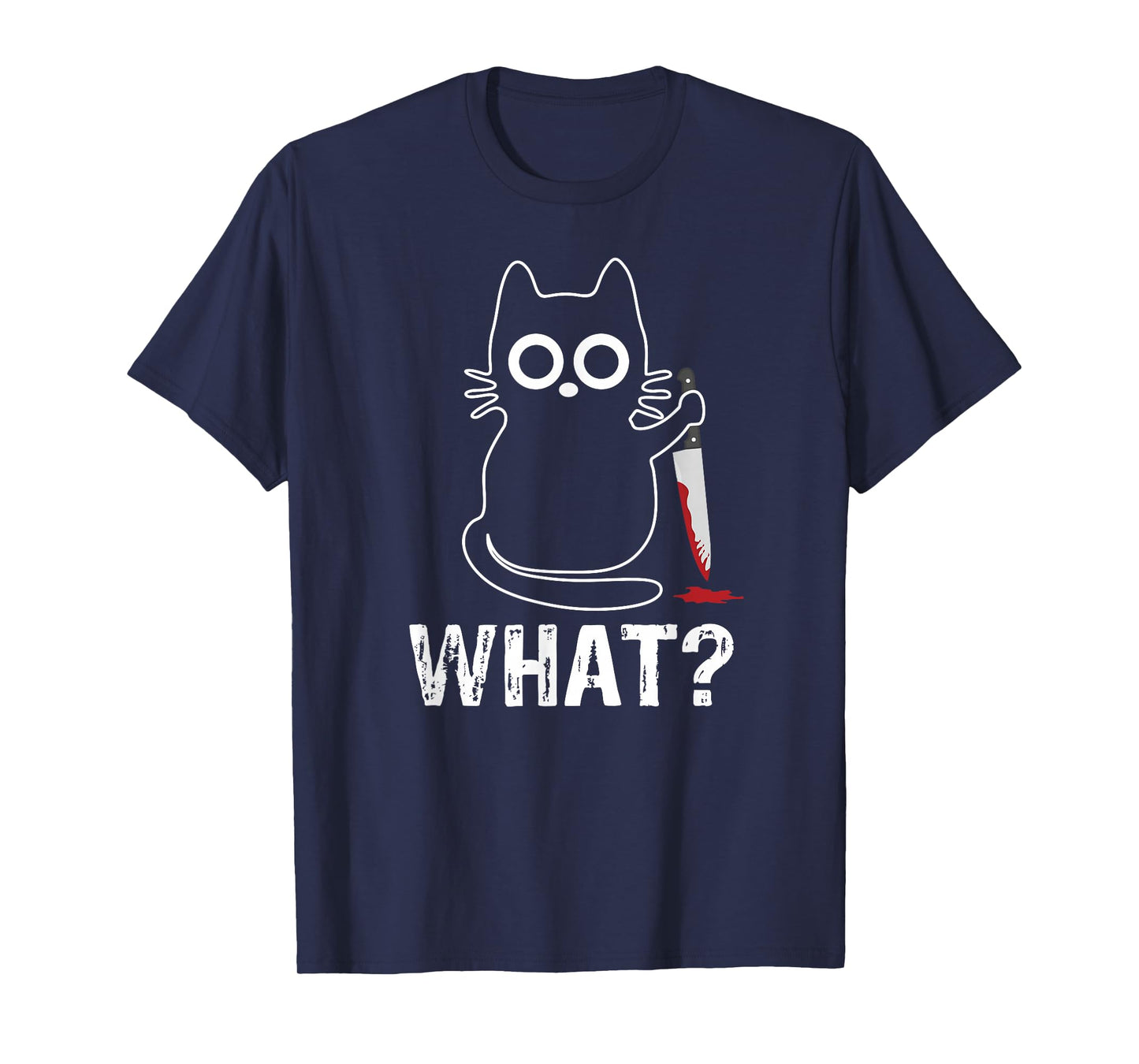 What? - Funny Cat with Knife Graphic Design T-Shirt
