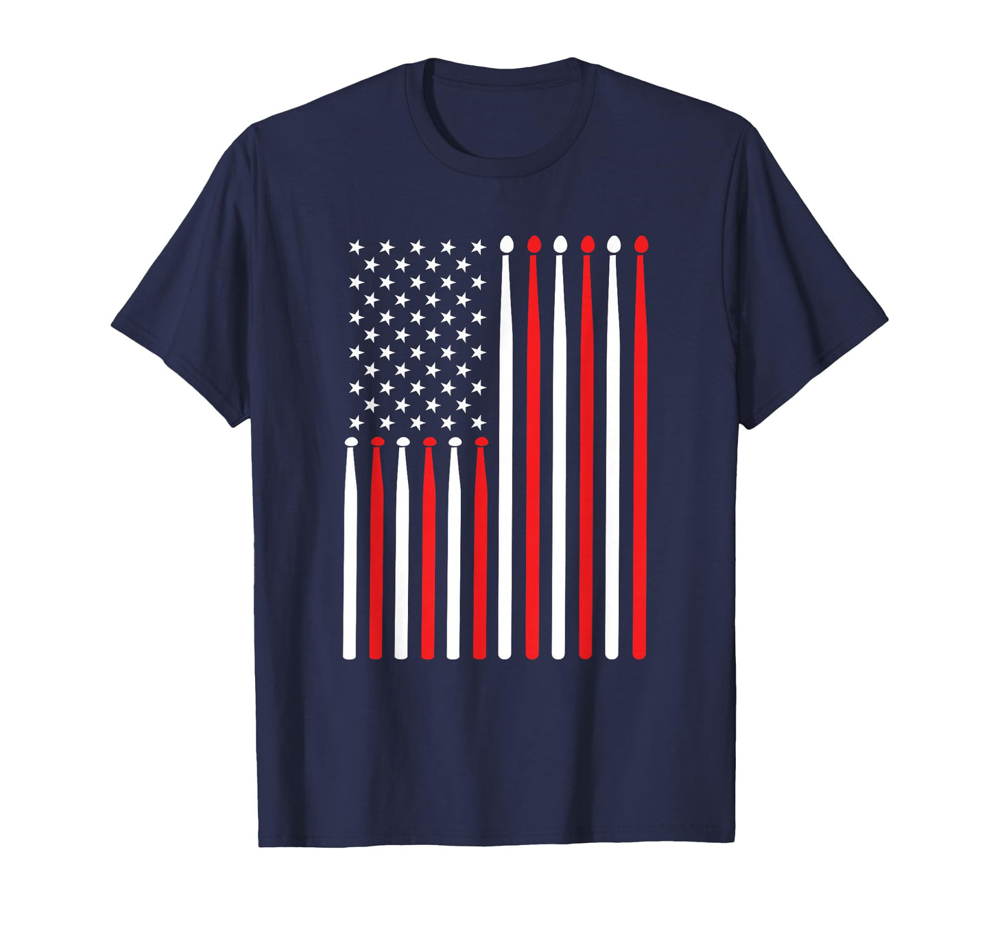 American Flag Drumstick T-Shirt USA Drummer Shirt Musicians T-Shirt for Women Men