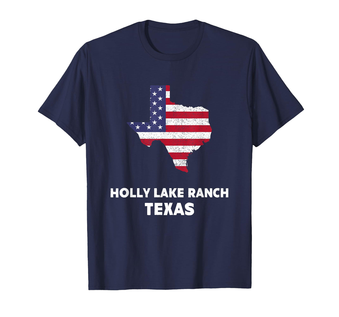 Distressed Patriotic USA Flag Holly Lake Ranch, Texas T-Shirt for Women Men