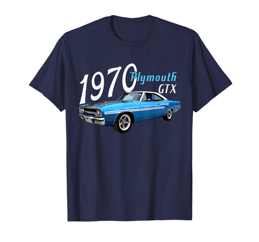 1970 70 GTX Blue Classic Vintage Old Car USA Flag T-Shirt