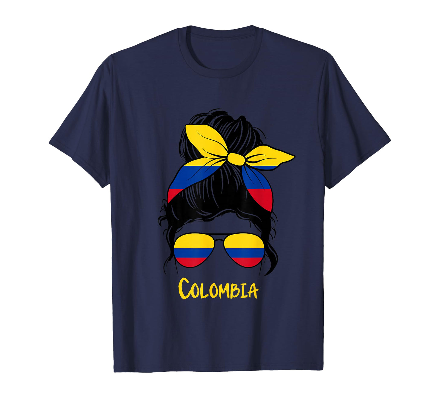 Colombian Girl Bandana Glasses Flag Colors Latina Pride T-Shirt