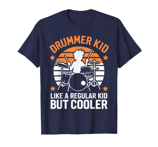 Drummer Kid Like a Regular Kid but Cooler Funny Drummer Kid T-Shirt