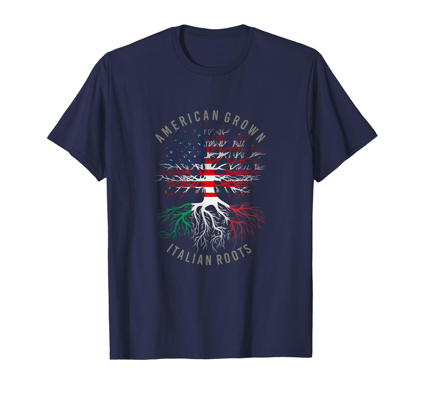 American Grown Italian Roots USA Italy Flag Heritage Tree T-Shirt