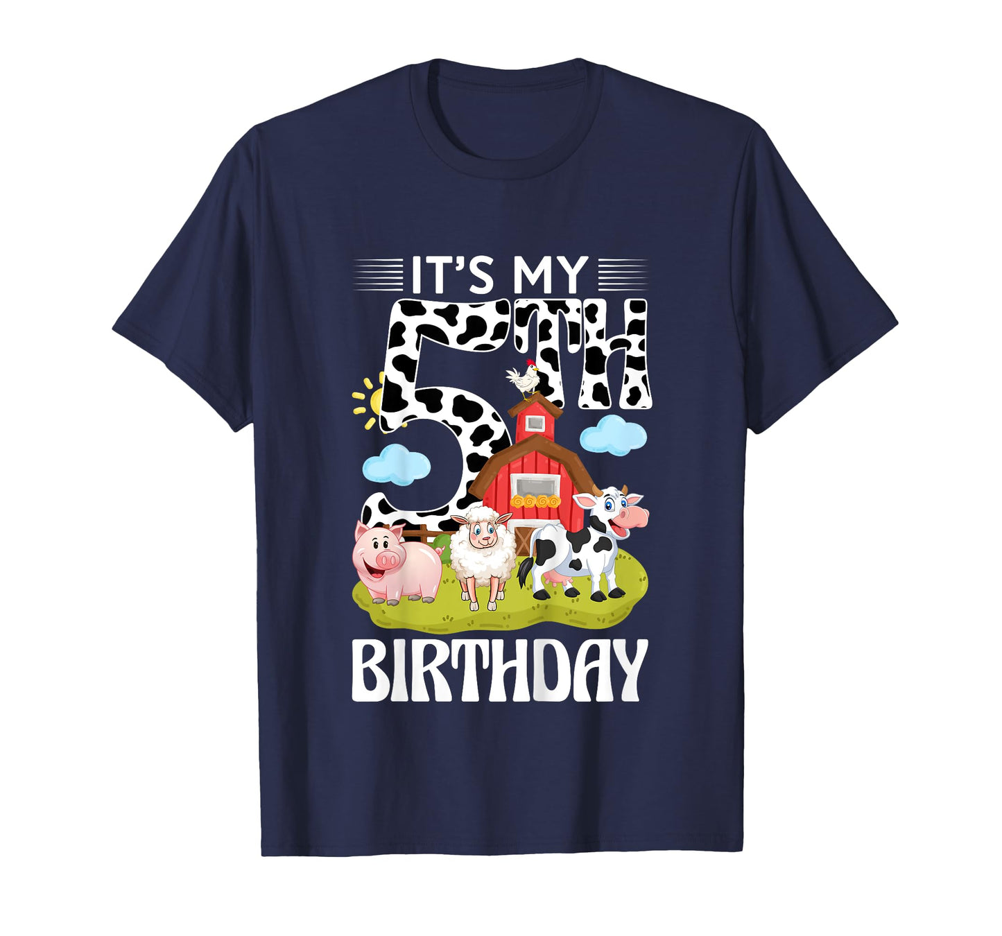 Cute It's My 5th Birthday 5 Years Old Farm Theme 5th B-day T-Shirt