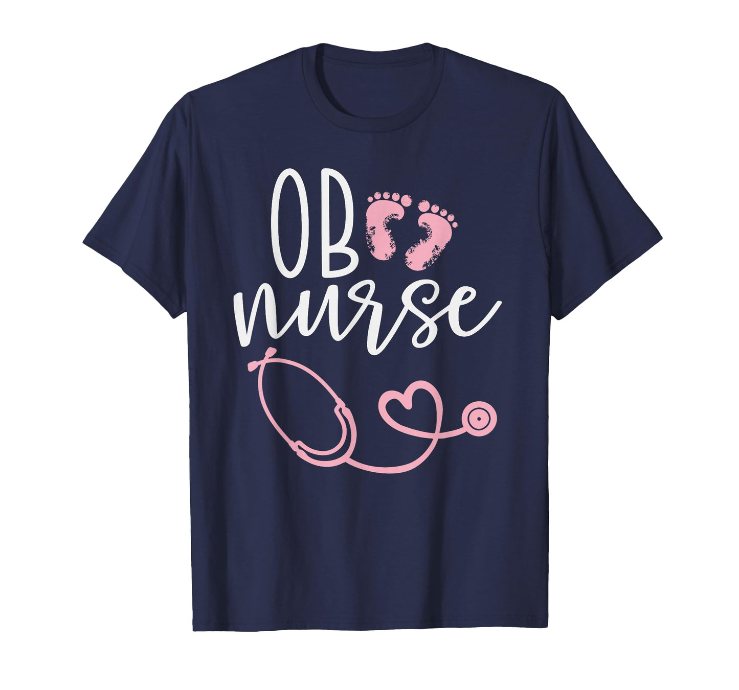 Cute OB Nurse Baby Feet Heart Design T-Shirt