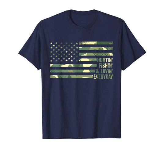 American Flag Hunter Hunting Fisherman Fishing T-Shirt