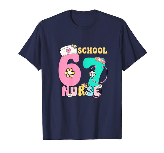 67 Meme Funny School Nurse Pastel Retro Design T-Shirt