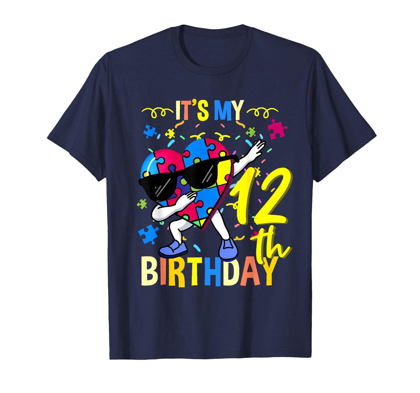 Its My 12th Birthday Dabbing Autism Puzzle T-Shirt