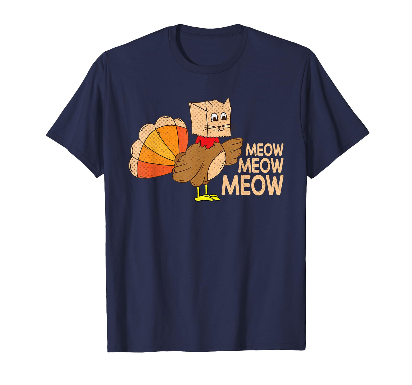 Funny Thanksgiving Fake Cat Meow Thanksgiving Turkey T-Shirt