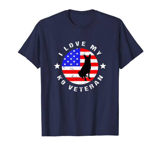 I Love My K9 Veteran - US Military Police Dog T-Shirt