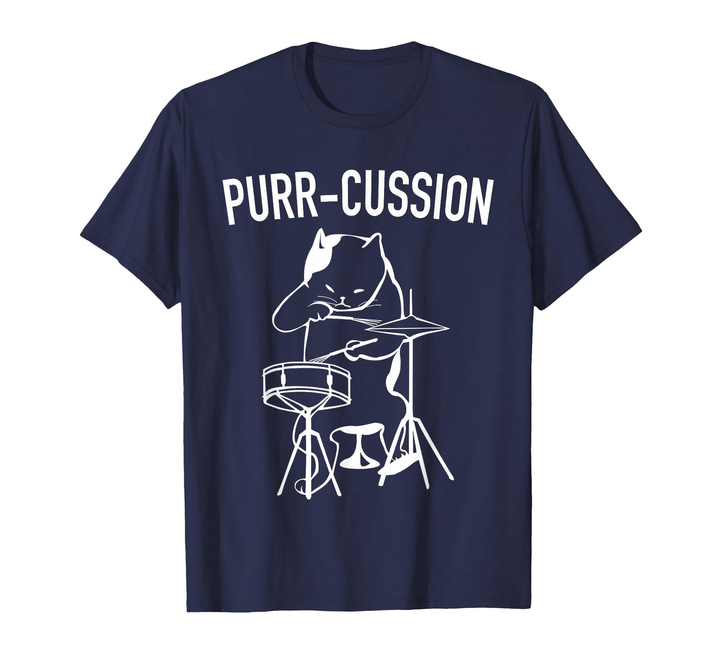 Funny Cat Drummer Shirt Purr-Cussion Druming T-Shirt