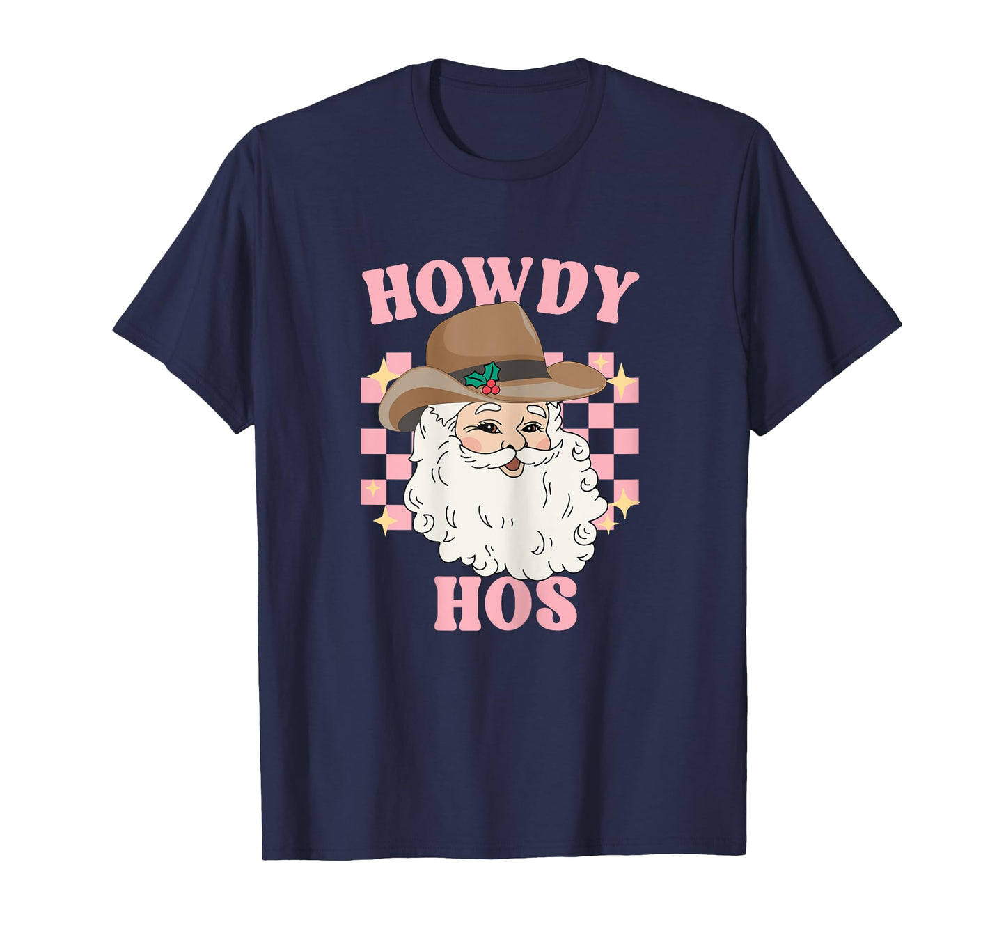 Country Cowboy Christmas Howdy Hos Groovy Western Santa T-Shirt