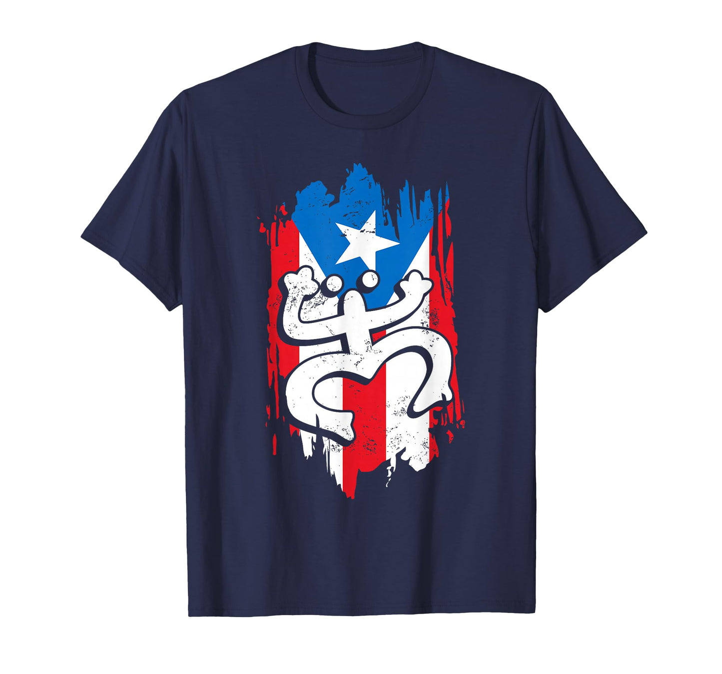 Puerto Rico Coqui Taino Symbol Puerto Rican Flag Frog Retro T-Shirt