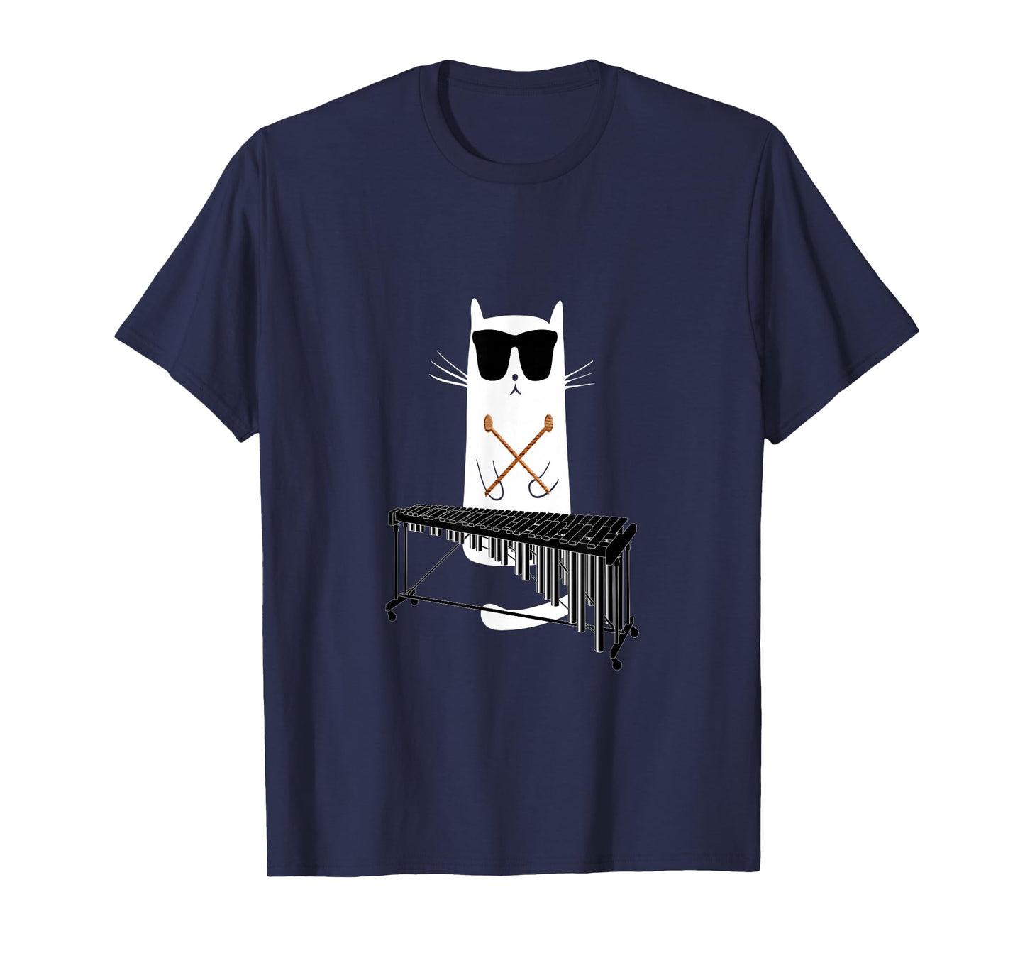 Funny Cat Wearing Sunglasses Playing Marimba T-Shirt