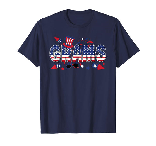 4th Of July Grams Grandmother American Flag Grams Grandma Women Men T-Shirt