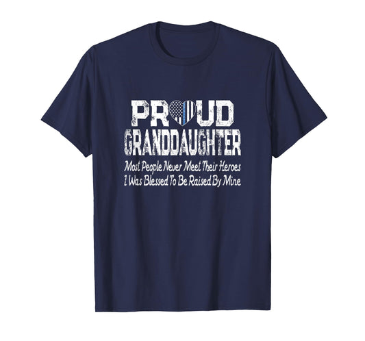 Proud Granddaughter Thin Blue Line Flag Heart Police Support T-Shirt