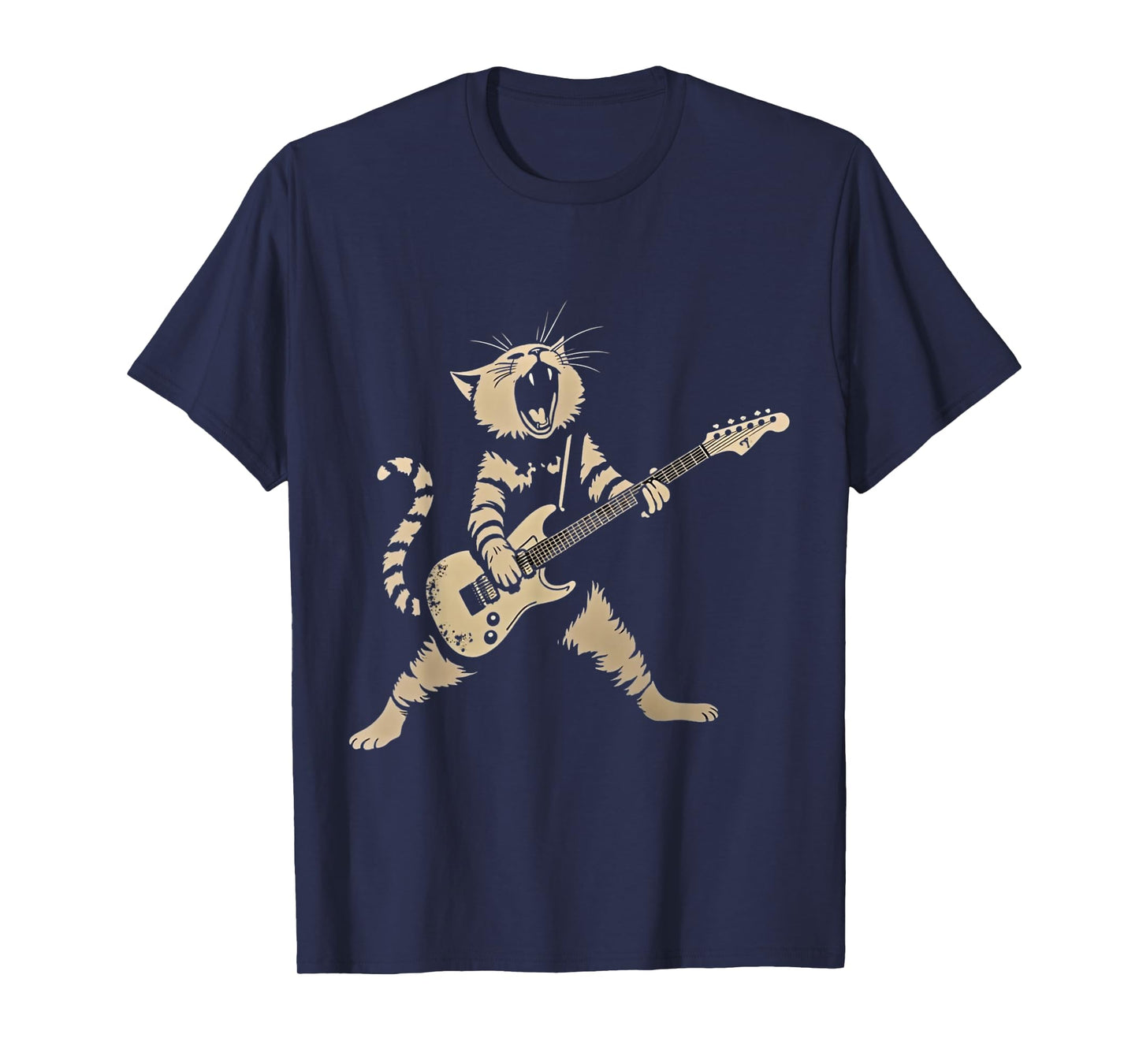 Cat Playing Guitar Rock Star Rock and Roll For Men Women Kid T-Shirt