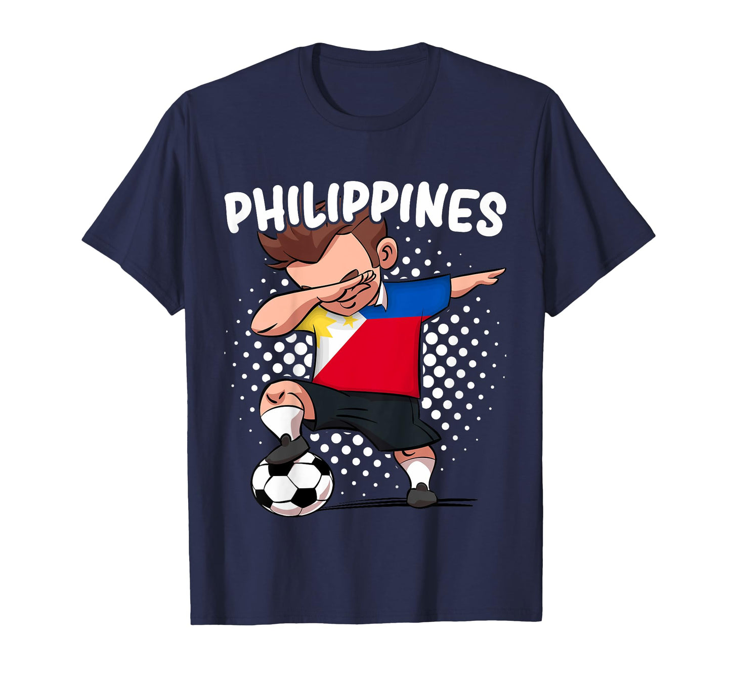 Kids Funny Dab Soccer T-Shirt for Kids Philippines Flag Filipino