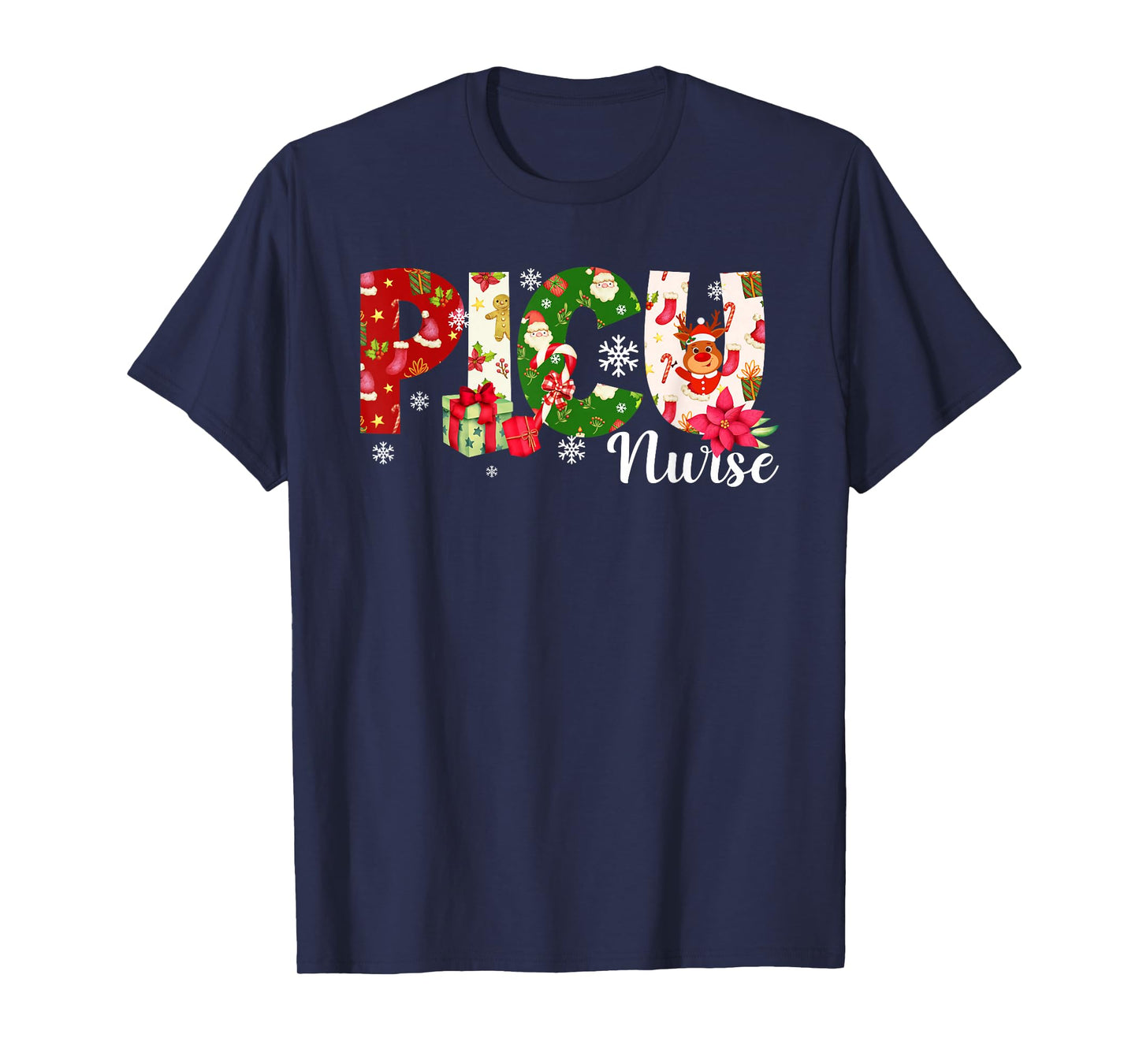Christmas PICU Nurse Pediatric Intensive Care Unit Xmas T-Shirt