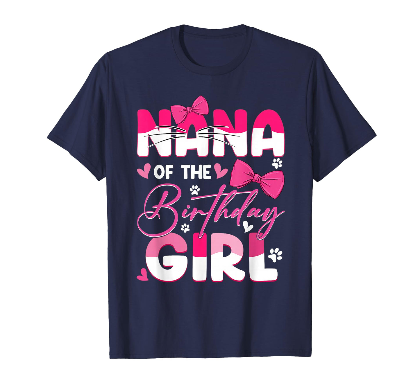 Nana Of The Birthday Girl Cat Kitty Family Matching T-Shirt