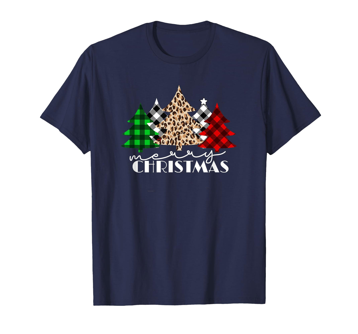Funny Plaid Christmas Trees Women Men Girl Merry Christmas T-Shirt