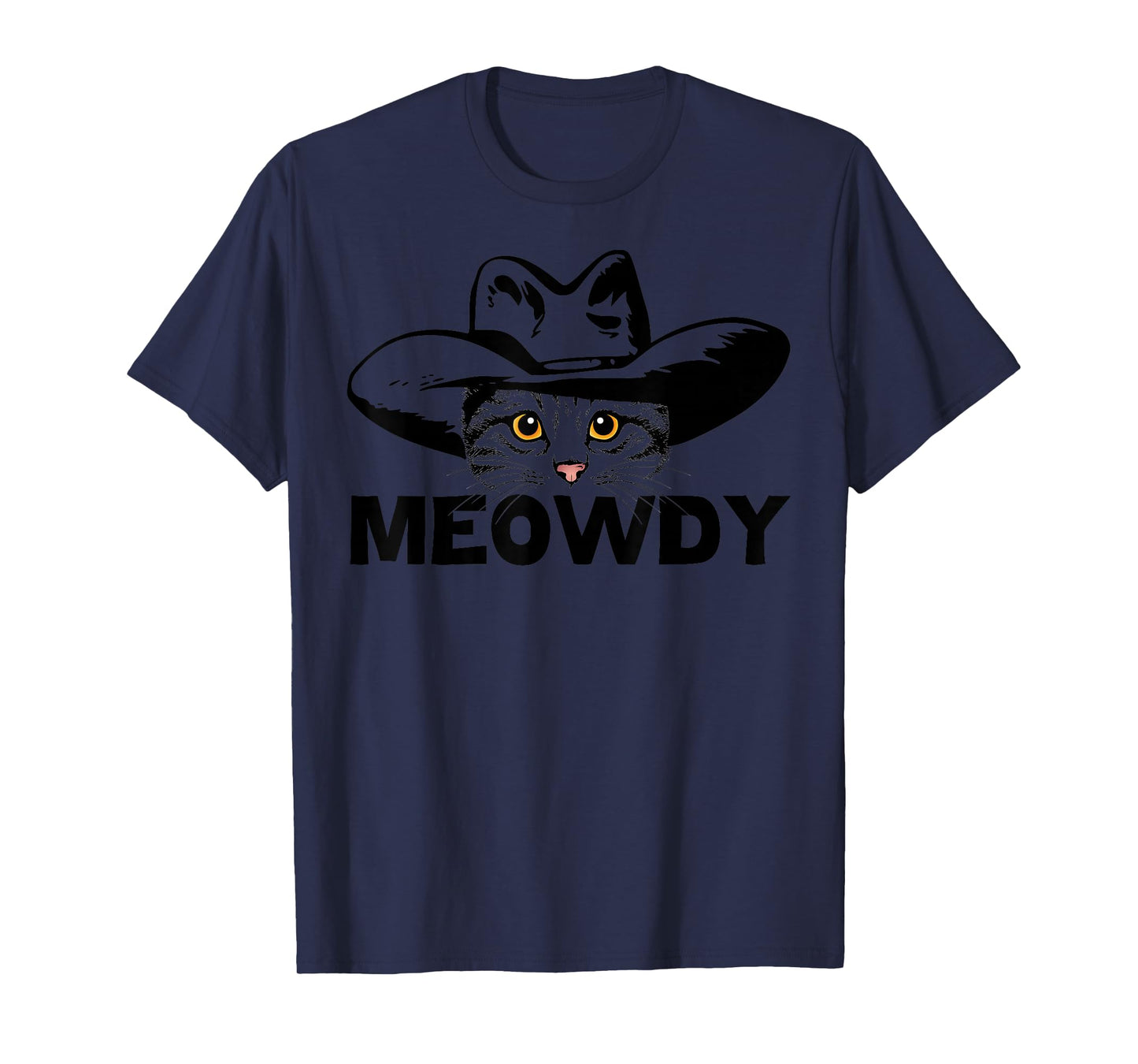 Meowdy - Funny Mashup Between Meow and Howdy - Cat Meme T-Shirt Small