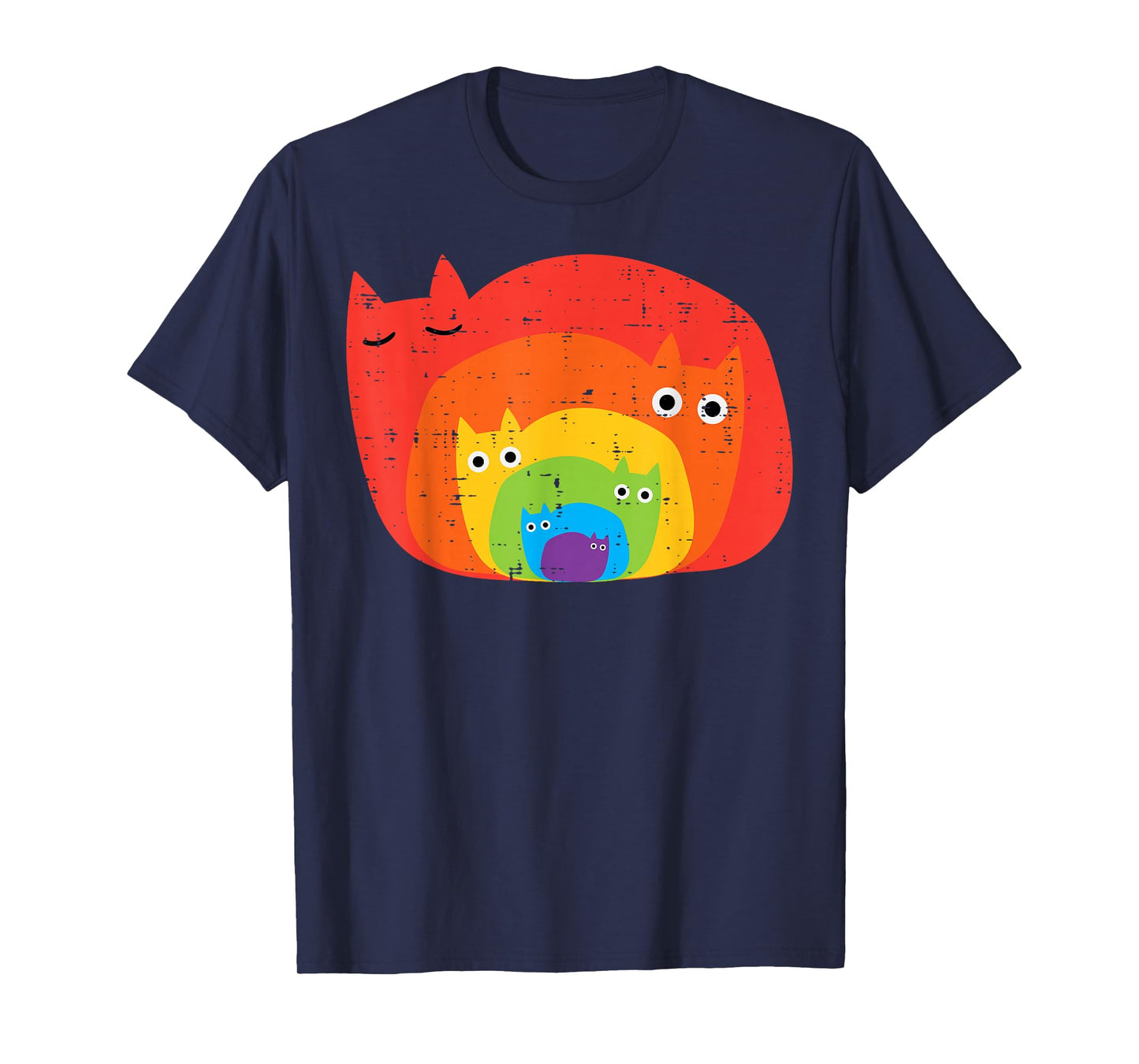 Gay Rainbow Cats in Cats LGBT Flag Pride Month Men Women T-Shirt